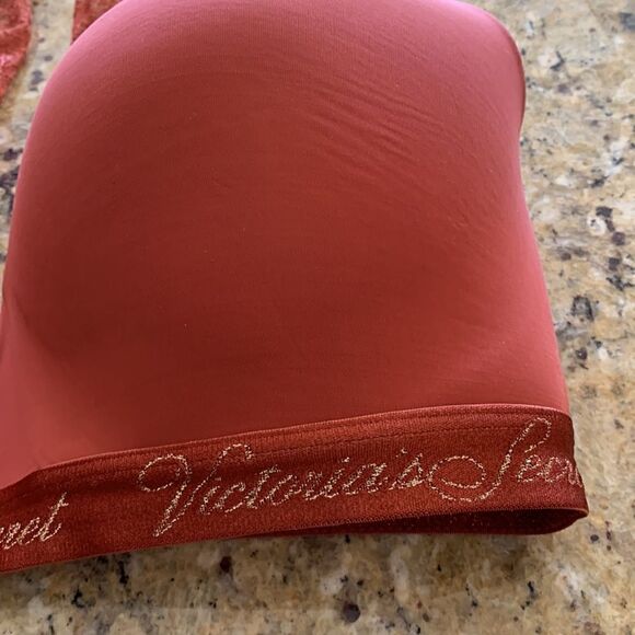 Victoria’s Secret t-shirt lightly lined wireless Rust Lace Racerback Bra 38DD - Picture 2 of 8